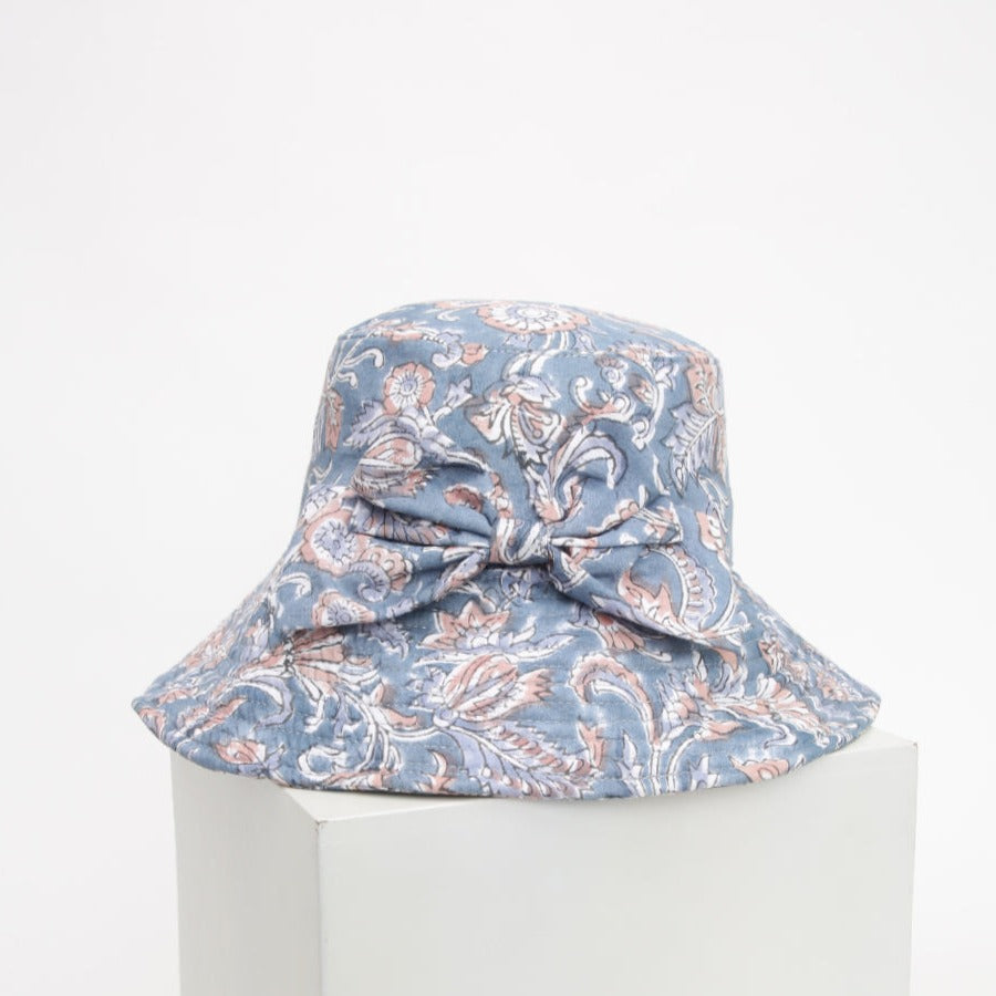 Wide Brim Bucket Hat with a Double Bow