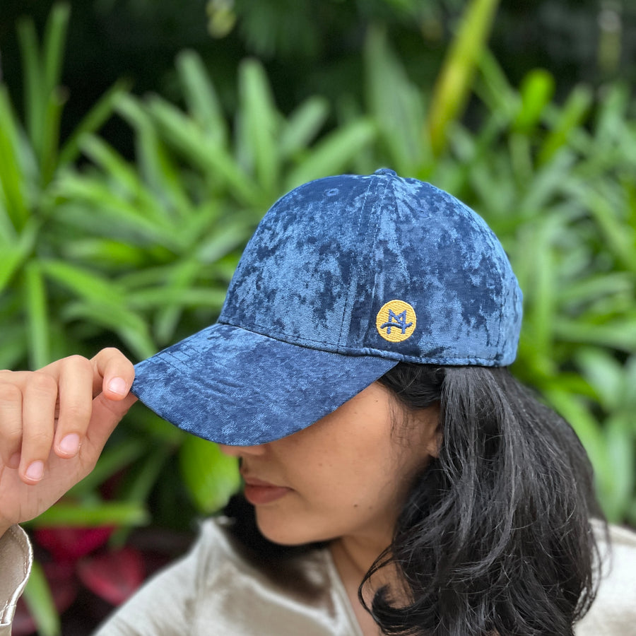 Twilight blue velvet baseball cap