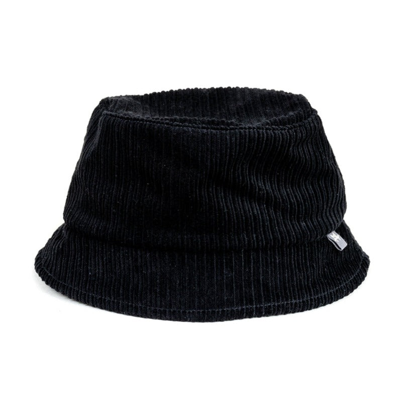 Black corduroy bucket hat