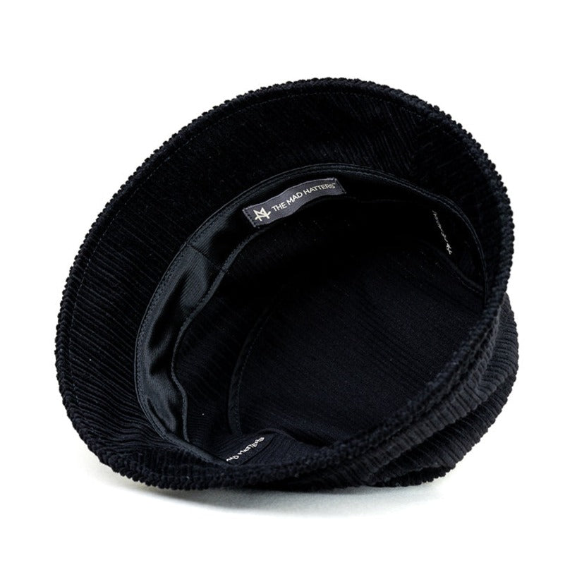 Black corduroy bucket hat