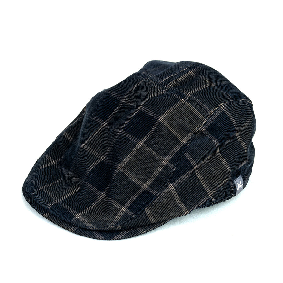 Checkered black corduroy Golf Cap