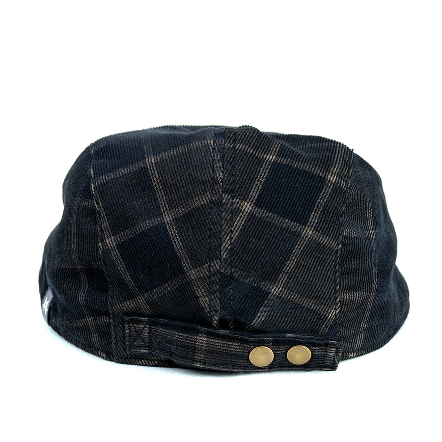 Checkered black corduroy Golf Cap