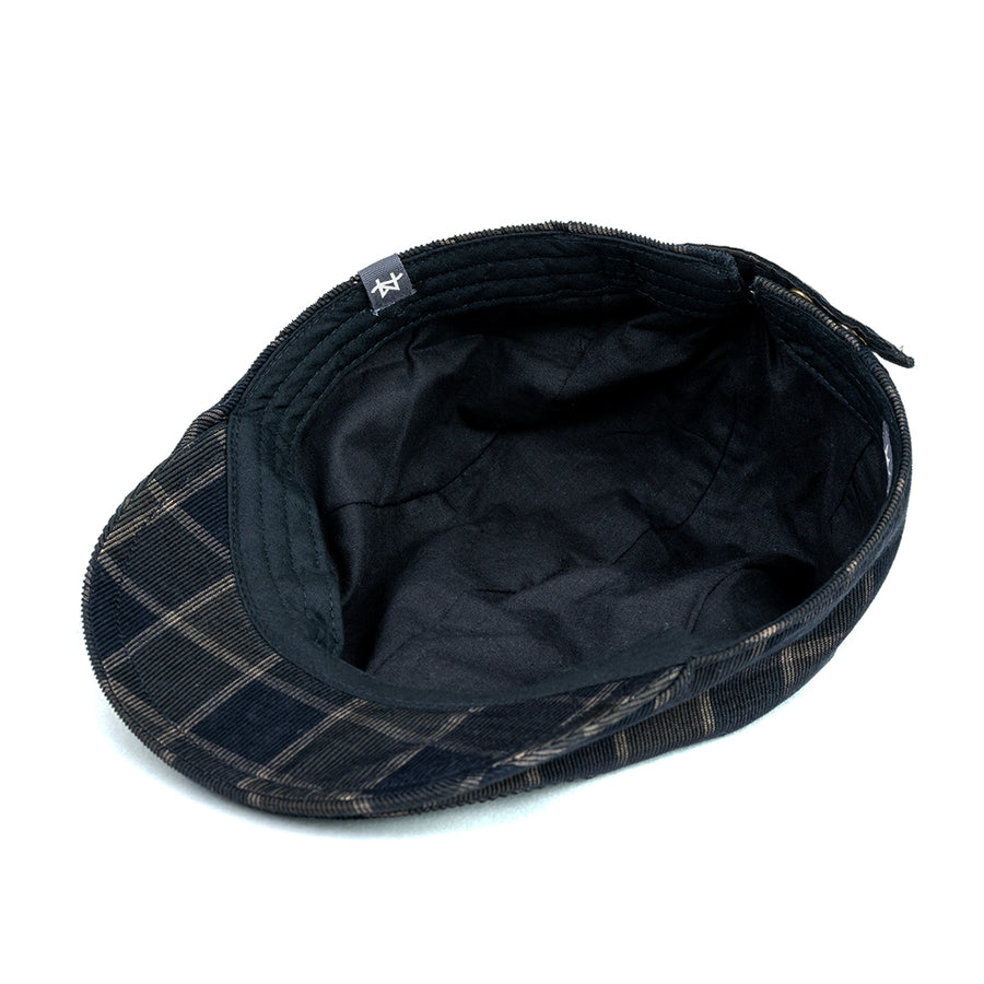 Checkered black corduroy Golf Cap