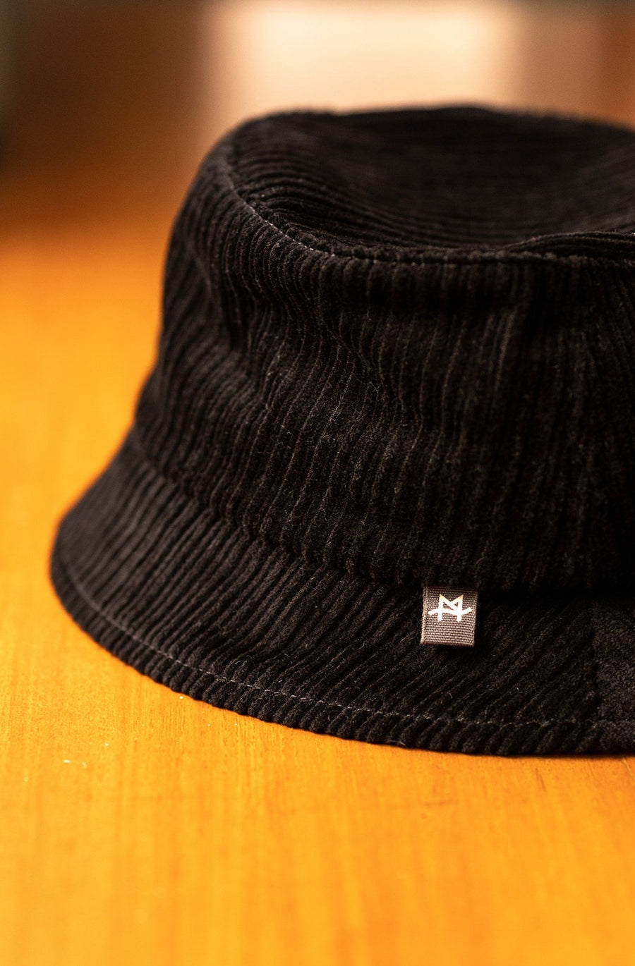 Black corduroy bucket hat